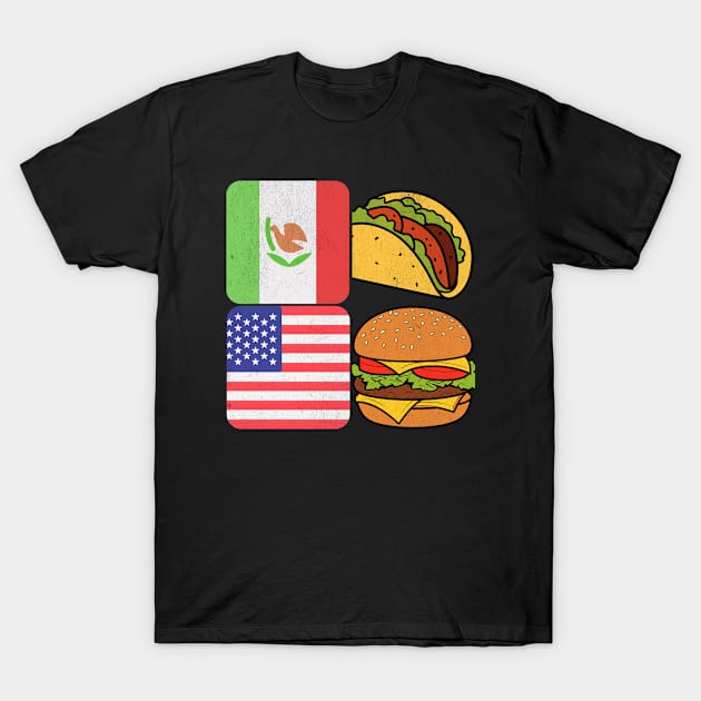 Mexican American: Taco and Burger T-Shirt by Morning Calm